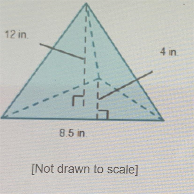 Tyler finds a rock in the shape of a triangular pyramid. The dimensions of the rock-example-1