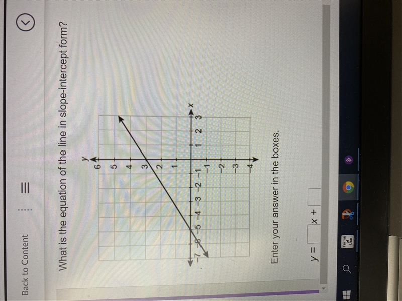 What is the equation of the line in slope intercept form?-example-1