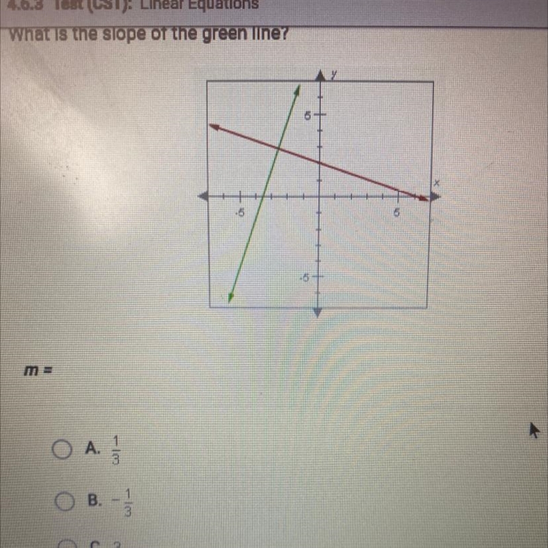 The lines graphed below are perpendicular. The slope of the red line is - 5 What is-example-1