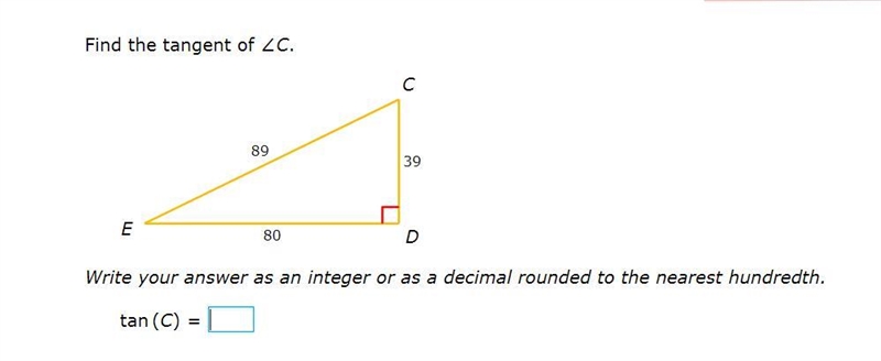 PLEASE HELP ASAP!!! CORRECT ANSWERS ONLY PLEASE!!! Find the tangent of ∠C. Write your-example-1