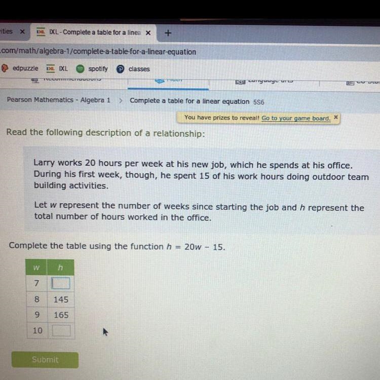 Pls help asap. Complete the table using the function h 20w - 15.-example-1