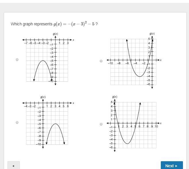 Which graph represents g(x)=−(x−3)2−5 ?-example-1