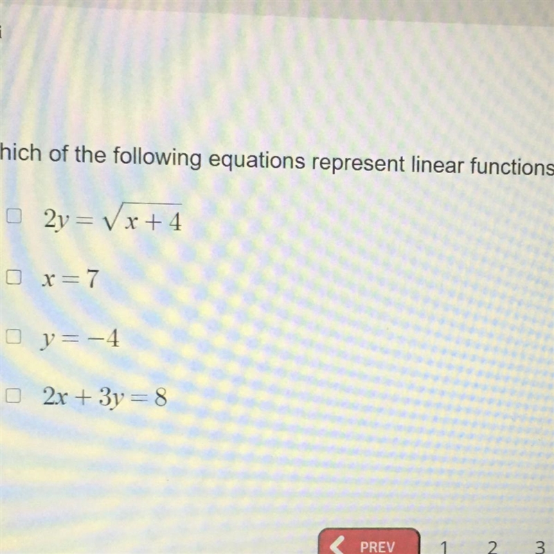 Which one of these is. linear function-example-1