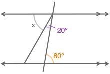 PLEASE HURRY!!!!!!!!!!1 What is the measure of angle x? A. 60 degrees B. 70 degrees-example-1