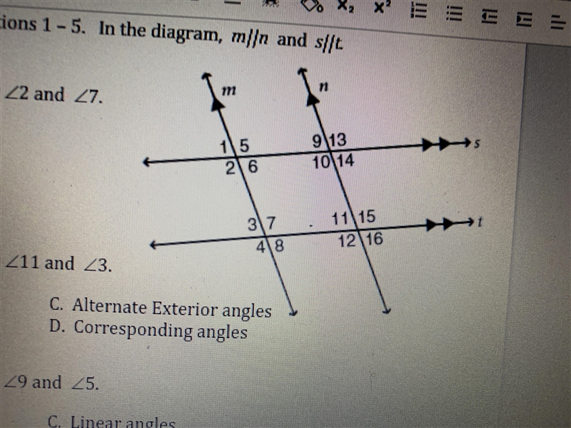 Identify angle pair for angle 9 and angle 5-example-1