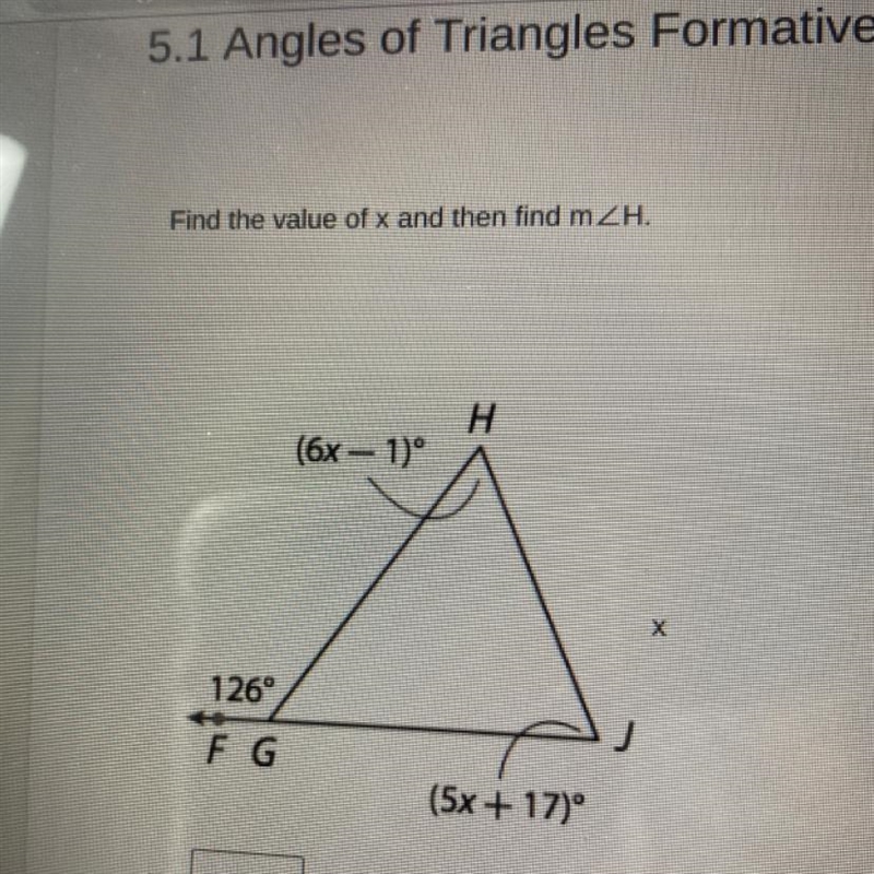 Find the value of x and then find m∠H. PLEASE HELP-example-1