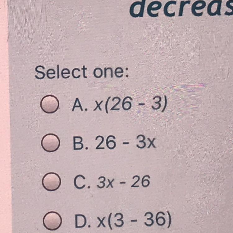 Decrease 26 by the product of 3 and some number PLSSS HELPPO :(((-example-1