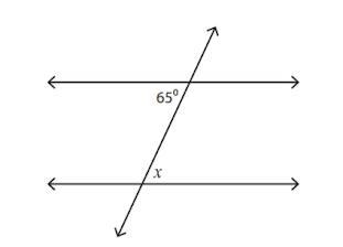 What is the measure of angle x? A) 65 B) 25 C) 115 D) 125-example-1