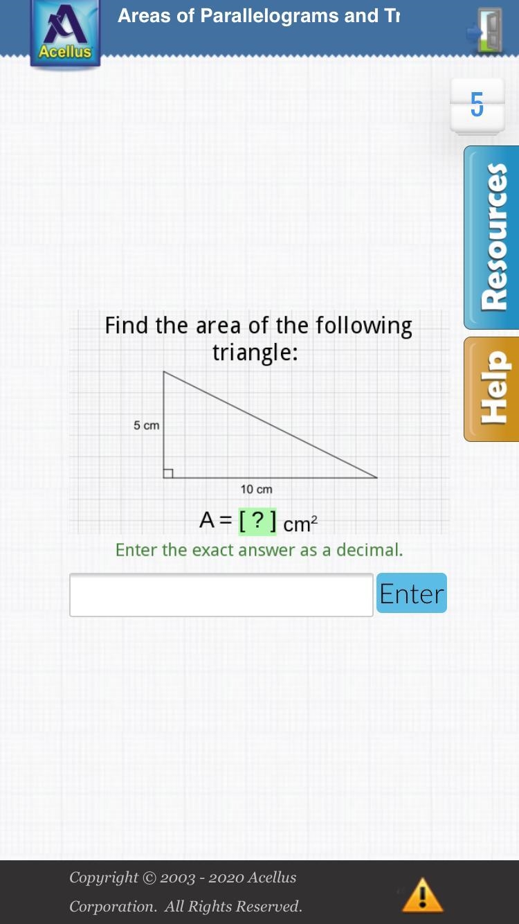 Find the area of the following triangle-example-1