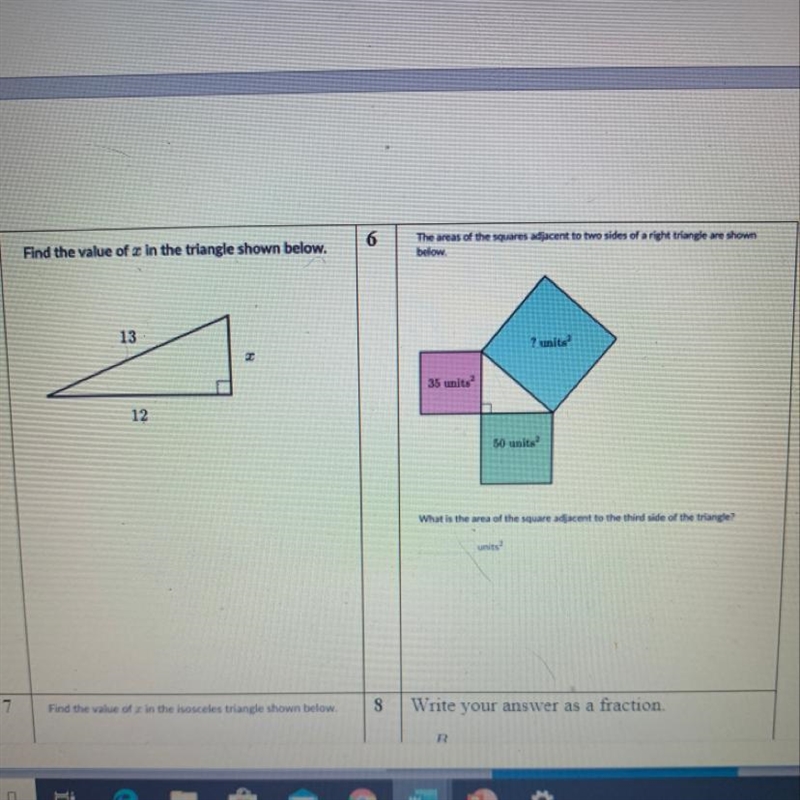 What is the area of the square adjacent to the third side of the triangle? If known-example-1