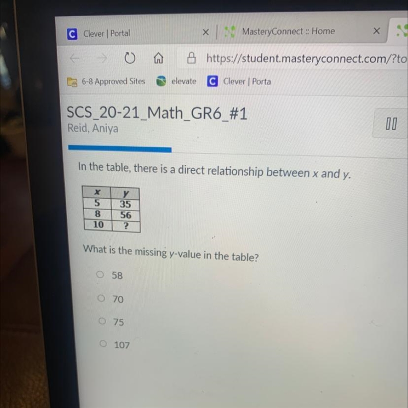 What is the missing y value in the table-example-1