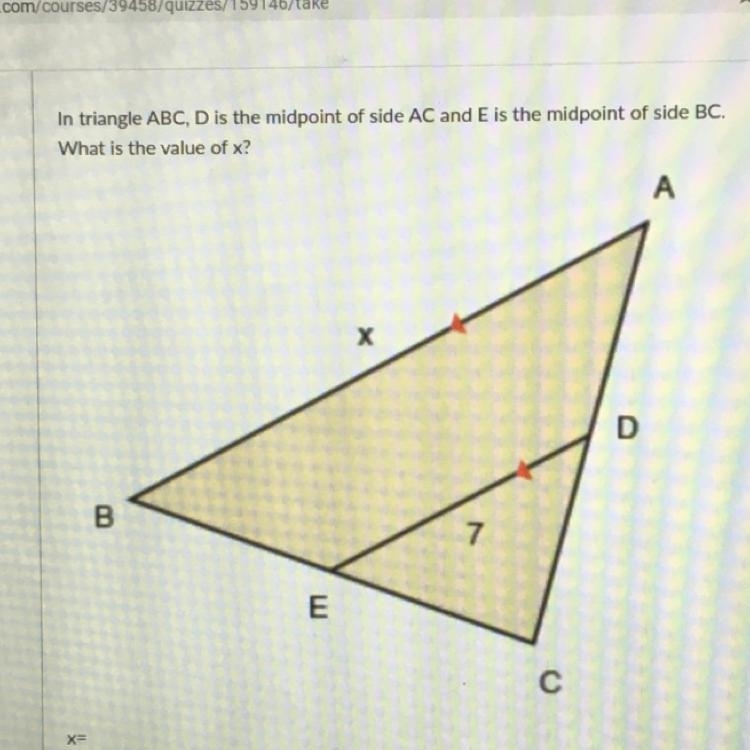 In triangle ABC, D is the midpoint of side AC and E is the midpoint of side BC. What-example-1