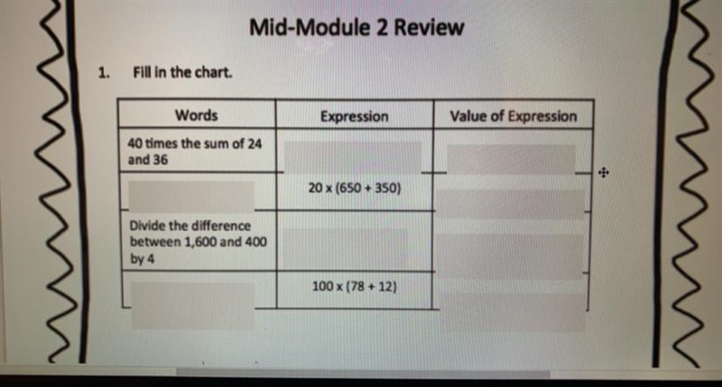 PLEASE HELP! Fill in the blank 1. 40 times the sum of 24 and 36 2. Divide the difference-example-1