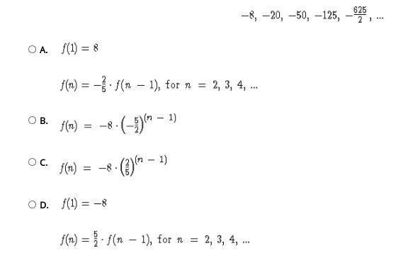 Select the function that defines the given sequence.-example-1