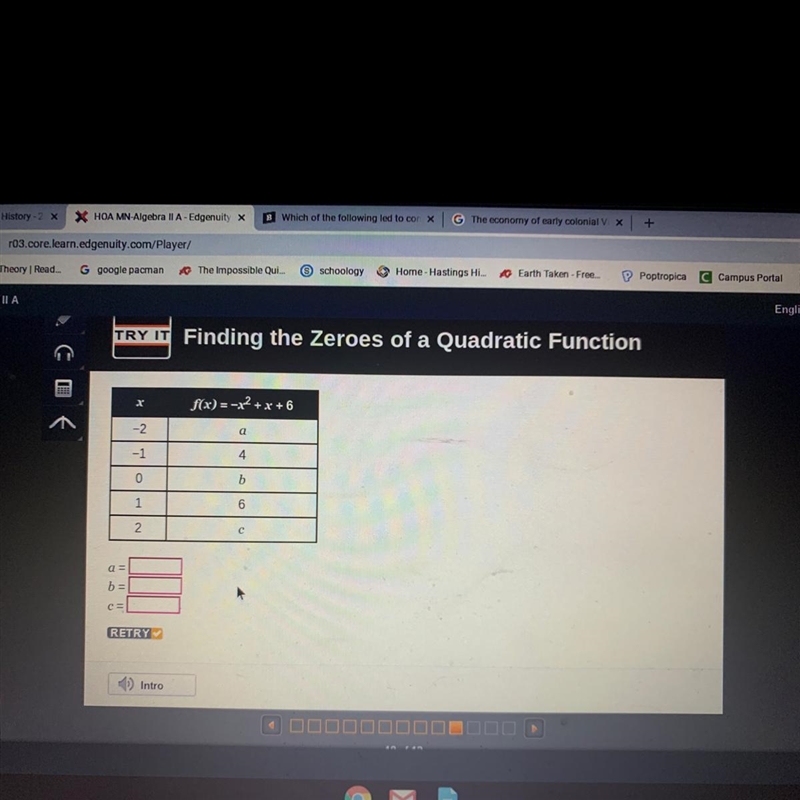 “finding the zeros of a quadratic function” a=? b=? c=?-example-1