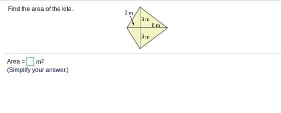 Find the area of the kite. area = _m^(2)-example-1