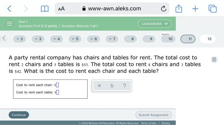 2x+53=53 8x+3=42 What is x and y?-example-1