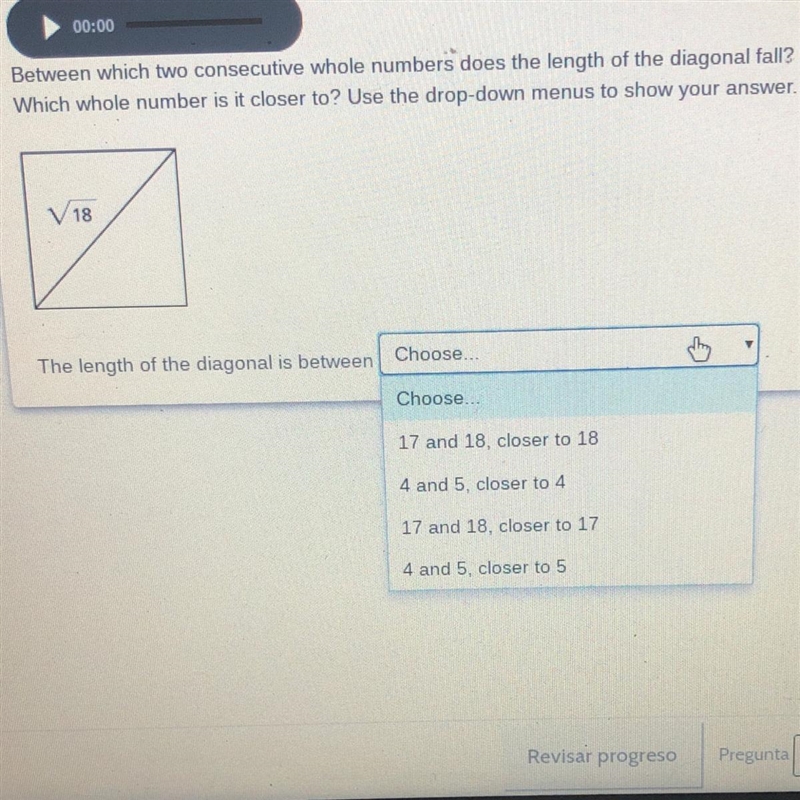 Between which two consecutive whole numbers does the length of the diagonal fall? Which-example-1