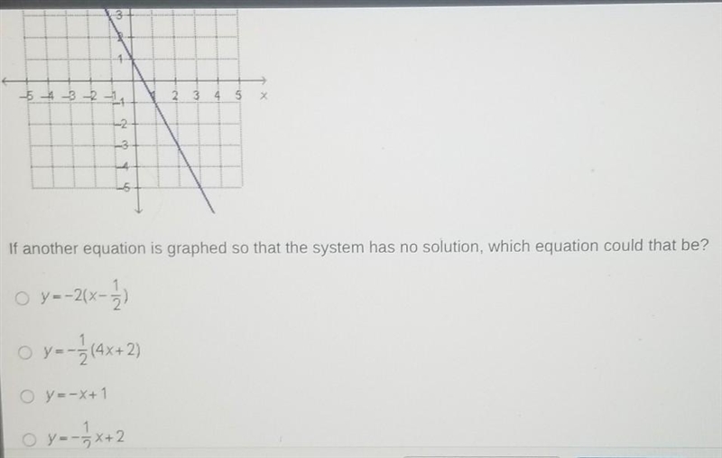 PLEASE HELP the graph for the equation y equals negative 2x + 1 shown below. if another-example-1