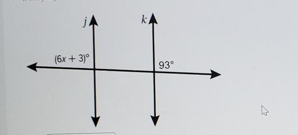 If line j is parallel to line k, what is the value of x?​-example-1