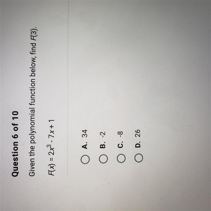 HELP!! Given rhe polynomual function below find f(3)-example-1