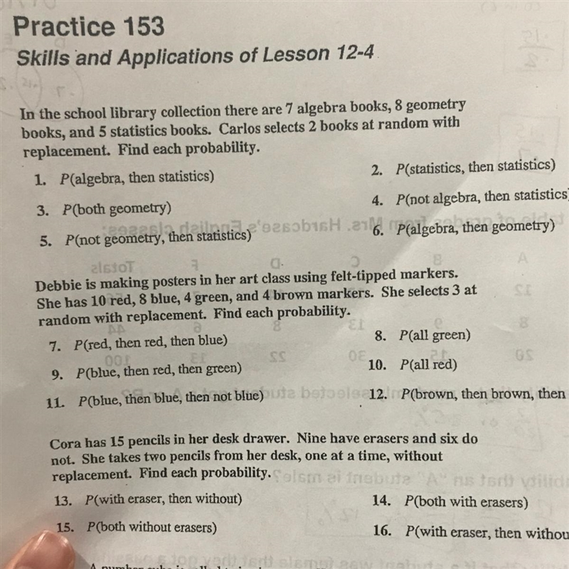 Need help with easy/quick probability problems. Do 1-6 and explain how to do one of-example-1