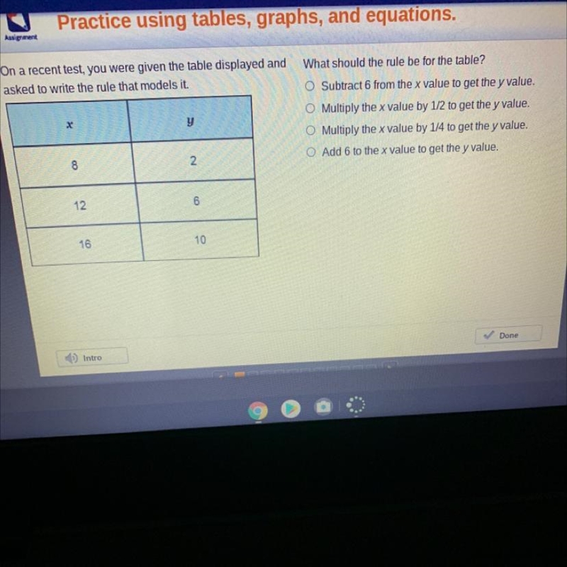 On a recent test, you were given the table displayed and asked to write the rule that-example-1