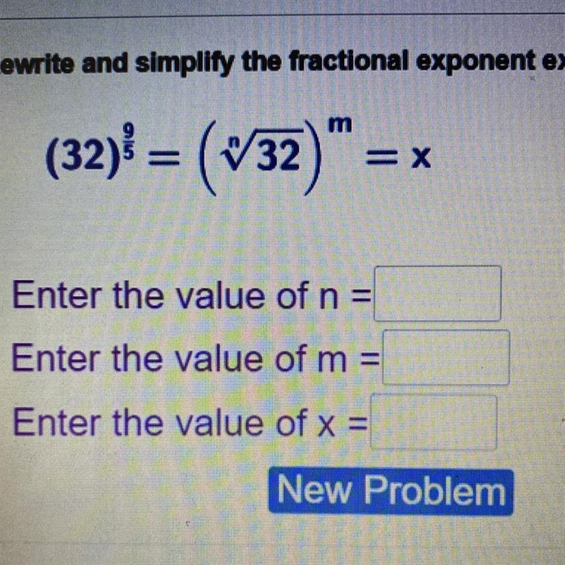 Enter the value of n = Enter the value of m = Enter the value of x =-example-1