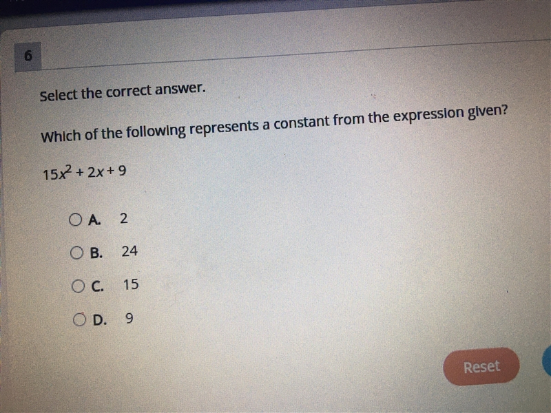 Which of the following represents a constant from the expression given ?-example-1