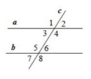 Transversal c intersects lines a and b. Prove that a||b in each case.-example-2