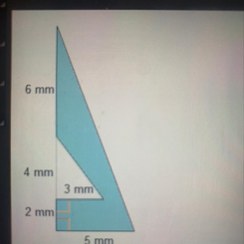 What is the area of the shaded region? A. 21 mm squared B. 24 mm squared C. 42 mm-example-1