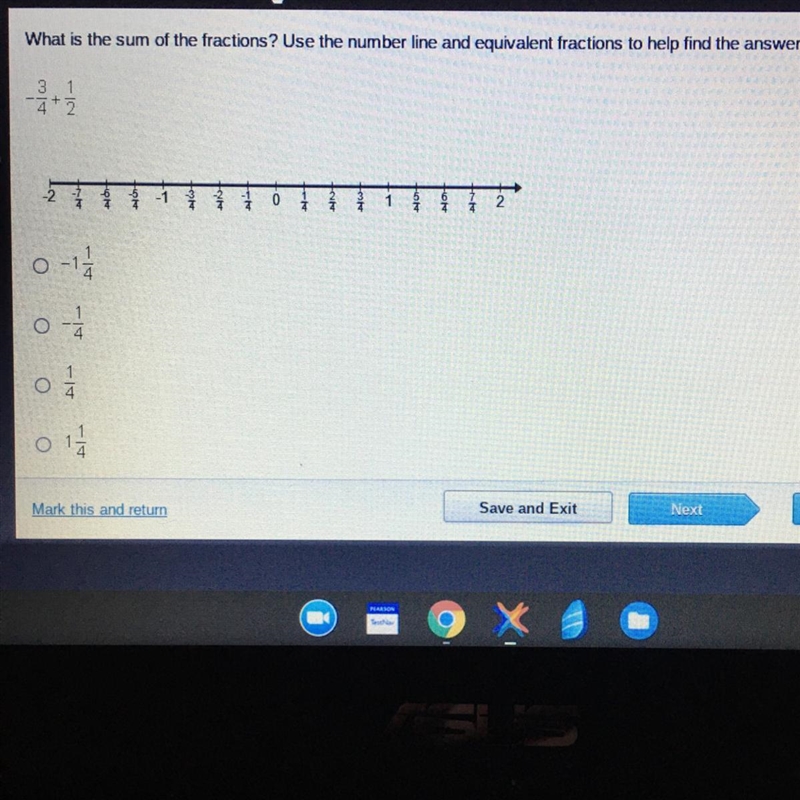 What is the sum of the fractions? Use the number line and equivalent fractions to-example-1