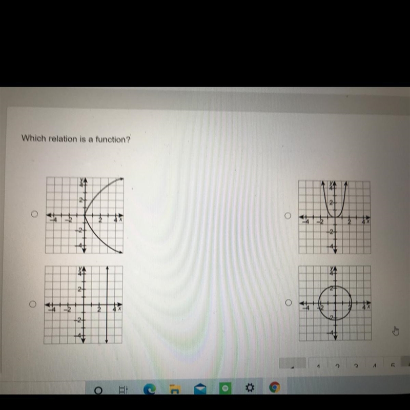 Need Help ASAP! Which relation is a function?-example-1