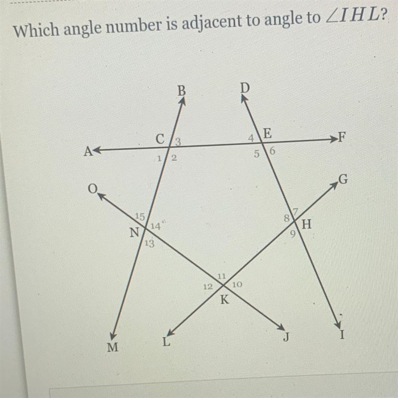 Which angle number is adjacent to angle to IHL-example-1