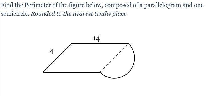 LOTS OF POINTS Find the Perimeter of the figure below, composed of a parallelogram-example-1