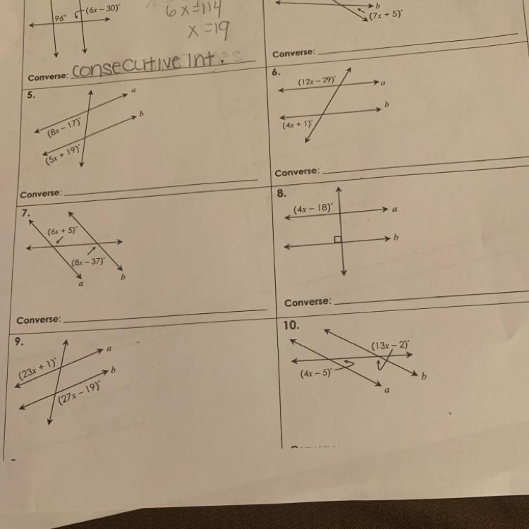 6. 5. (12-29) b (8x - 17) + 1) (5x + 1999 Converse Converse: 8. 7. (4x - 18) (6x + 5) (&amp-example-1