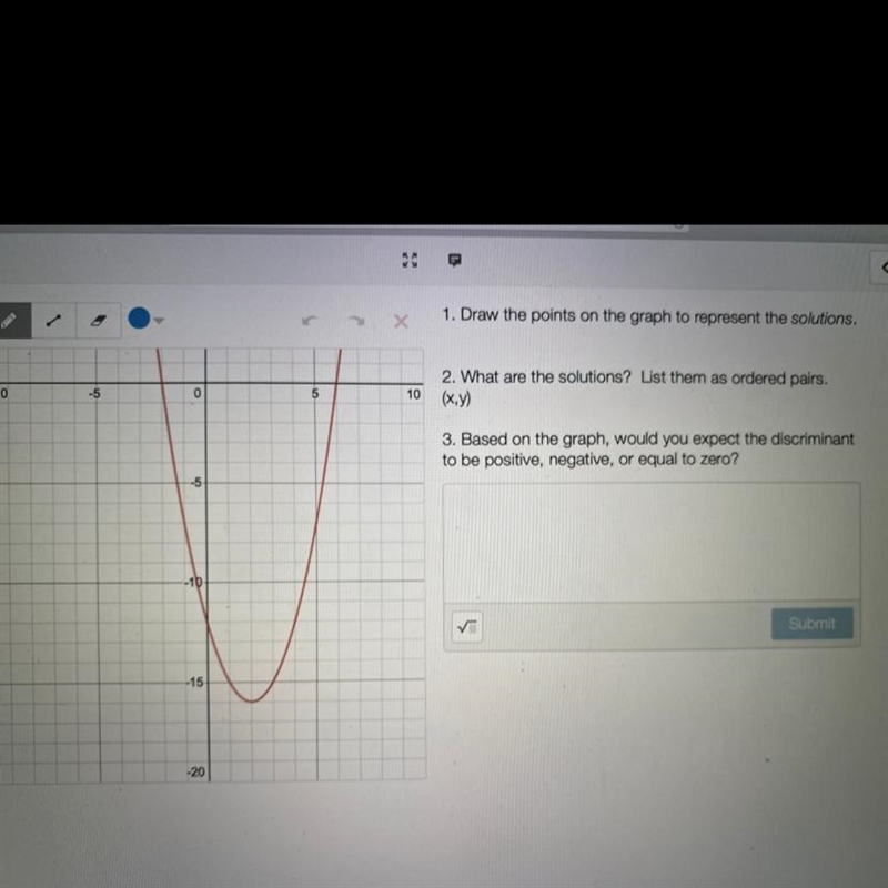 PLZZ HELP PLZ!!! 1. Draw the points on the graph to represent the solutions. 2. What-example-1