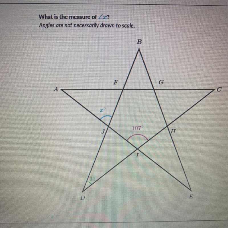 What is the measure of angle x?-example-1