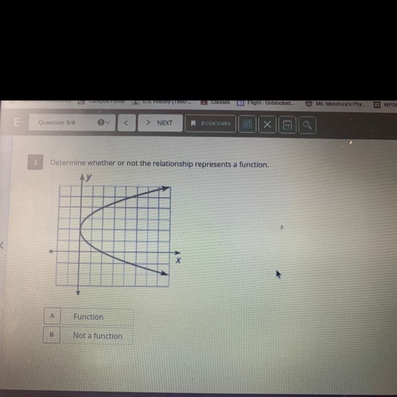 Determine whether or not the relationship represents a function. Ay A Function B Not-example-1