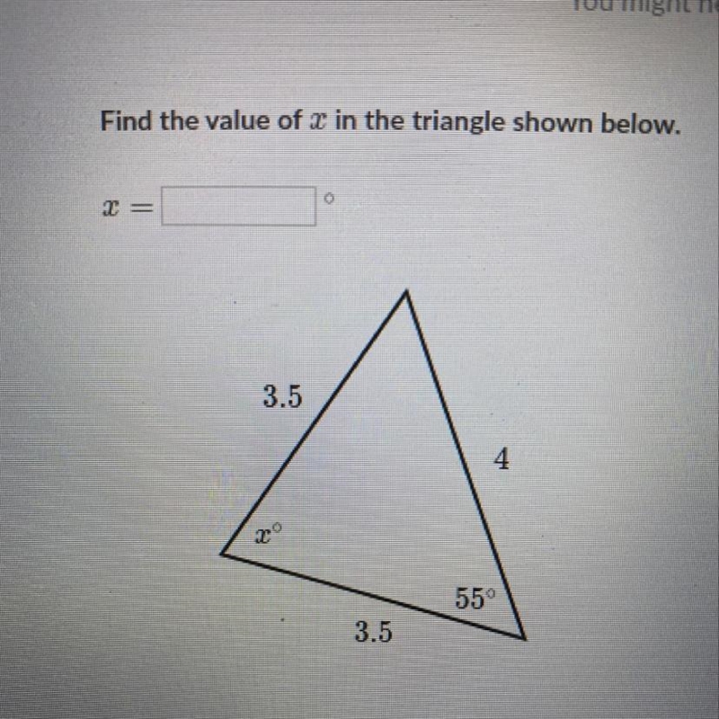 Find the value of x in the triangle-example-1