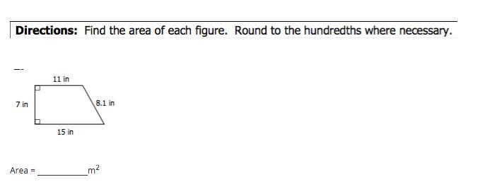 Find the area of each figure. Round to the hundredths where necessary.-example-1