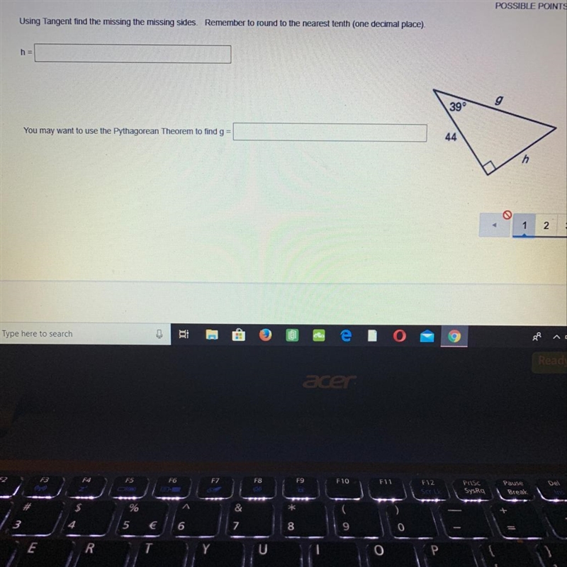 Using tangent find the missing sides remember to round the nearest the tenth (one-example-1