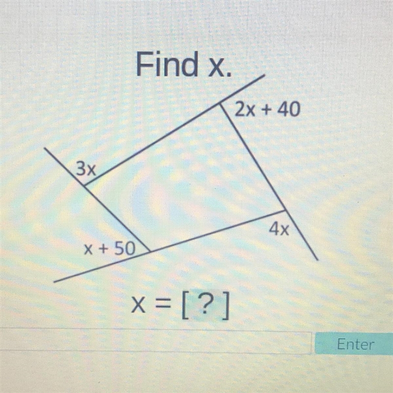 Find x 3x 2x+40 x+50 4x-example-1