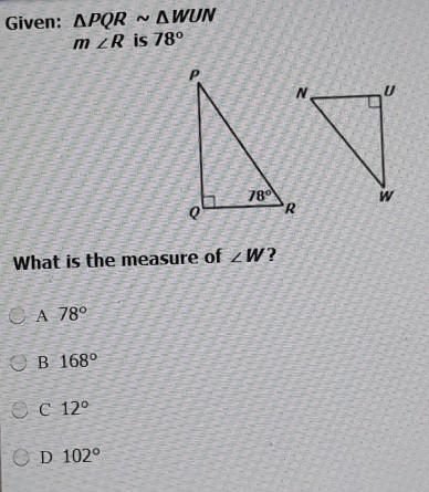 What is the measure of W? Please HELP!!!!! URGENT!!!!!​-example-1