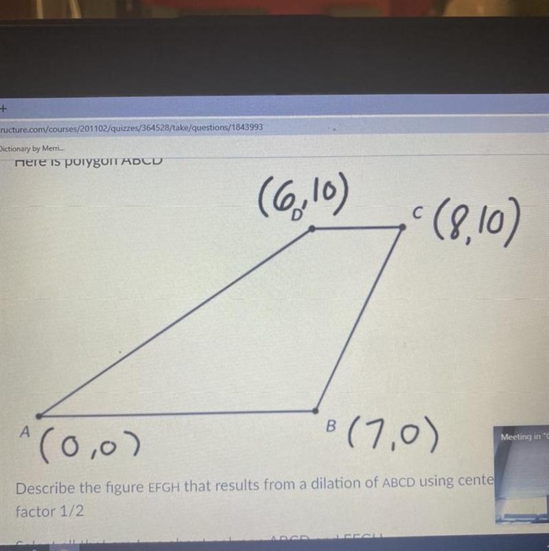 Describe the figure EFGH that result from a dilation using center A and scale factor-example-1