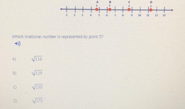 Which irrational number is represented by point D?-example-1