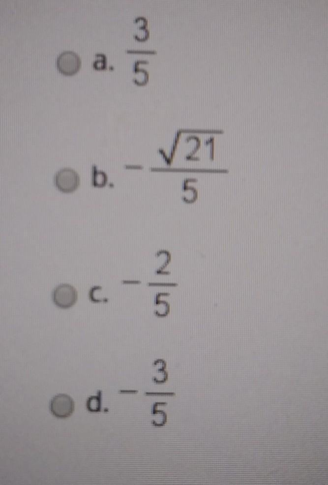 Find the exact value of sin(θ) for an angle θ with sec(θ) = 5/2 and with its terminal-example-1