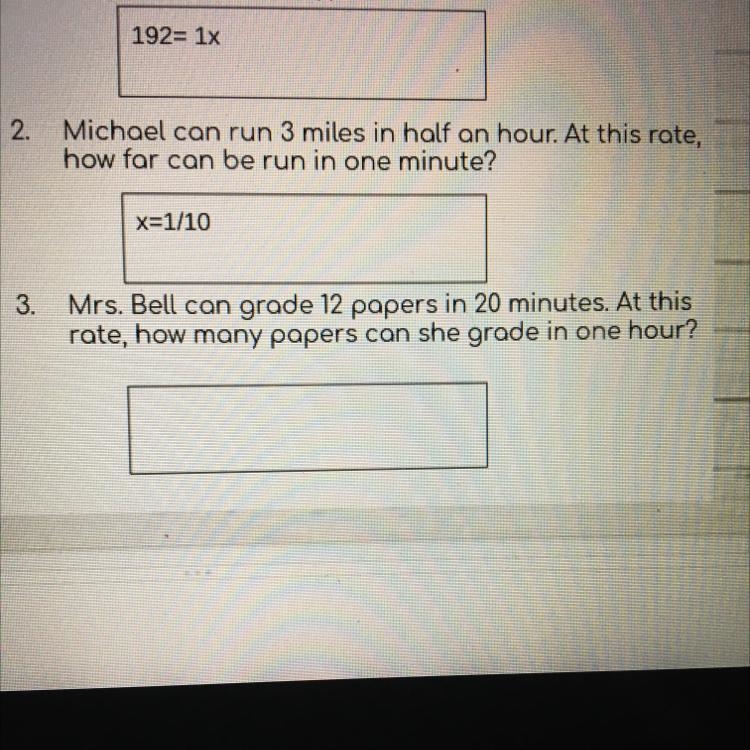 Mrs. Bell can grade 12 papers in 20 minutes. At this rate, how many papers can she-example-1