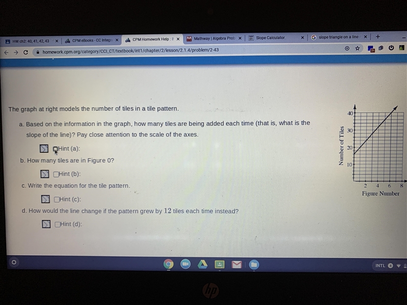 How many tiles are being added each time, that is, what is the SLOPE-example-1