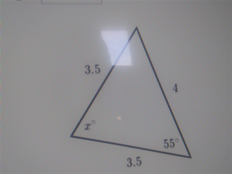 Find the value of x in the triangle shown below. x = ___°-example-1